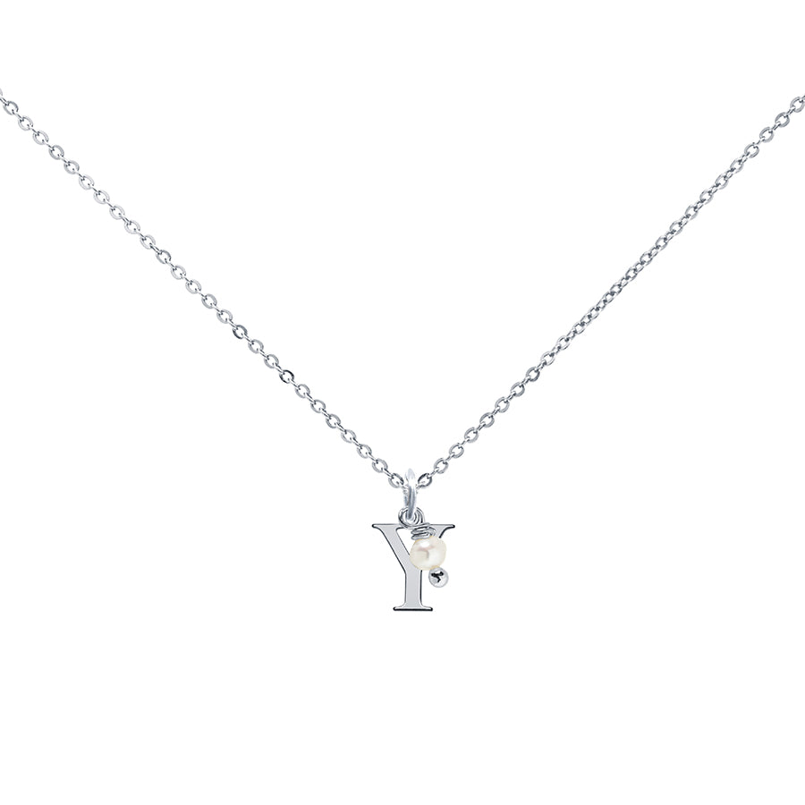 Colgante Charm Perla de Acero con Inicial Grabada