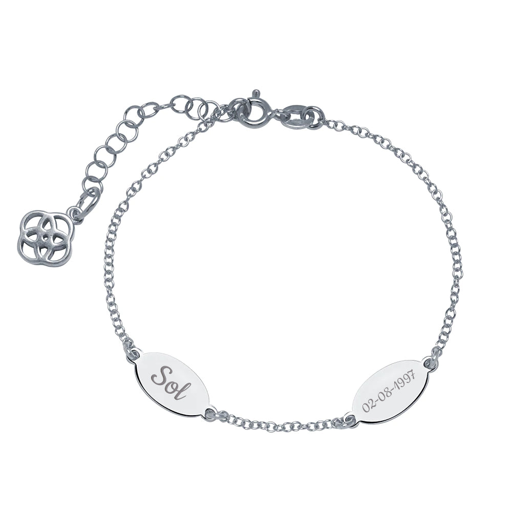 Pulsera Medalla Ovalada de Plata 925 Personalizada