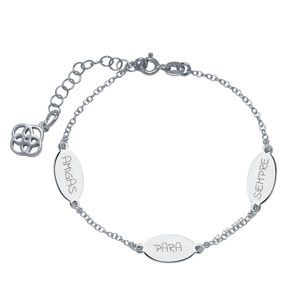 Pulsera Medalla Ovalada de Plata 925 Personalizada