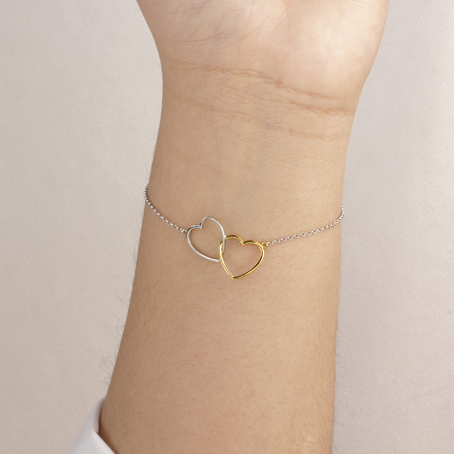 Pulsera Corazones Bicolor Entrelazados