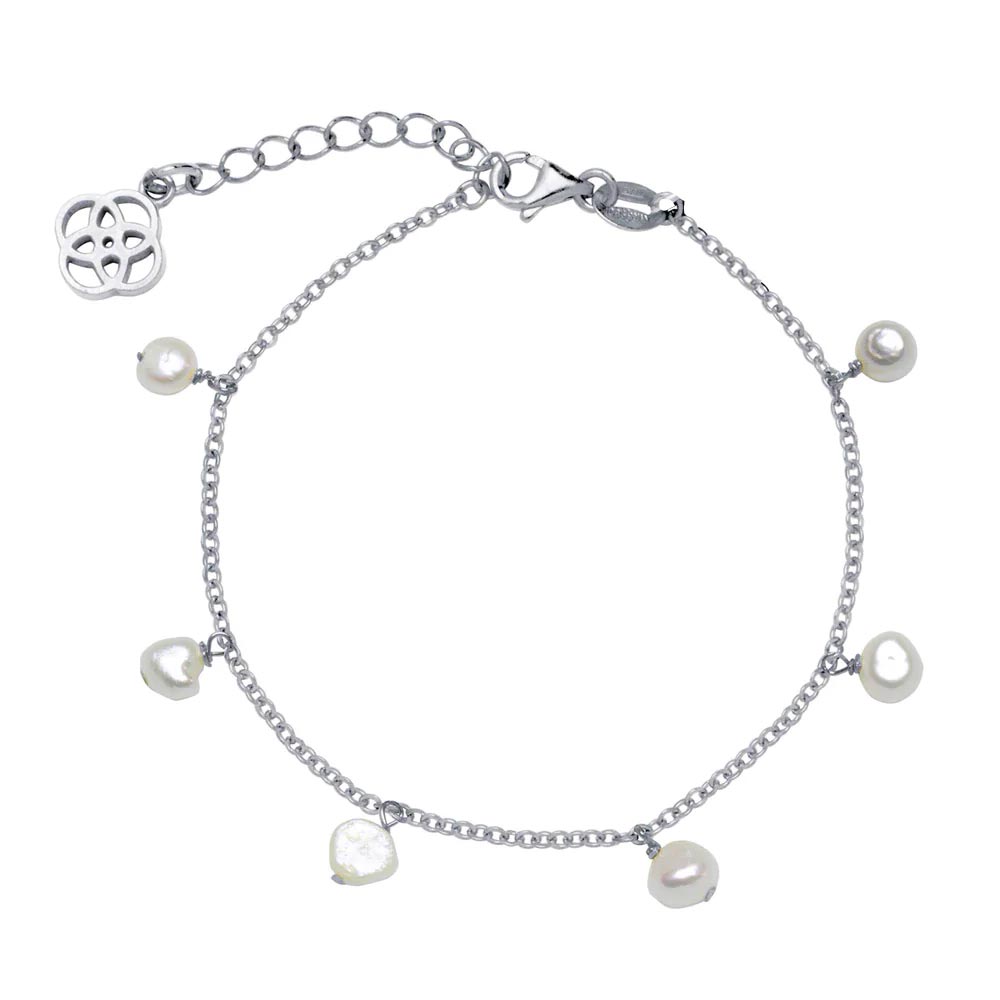 Pulsera De Perlas Plata