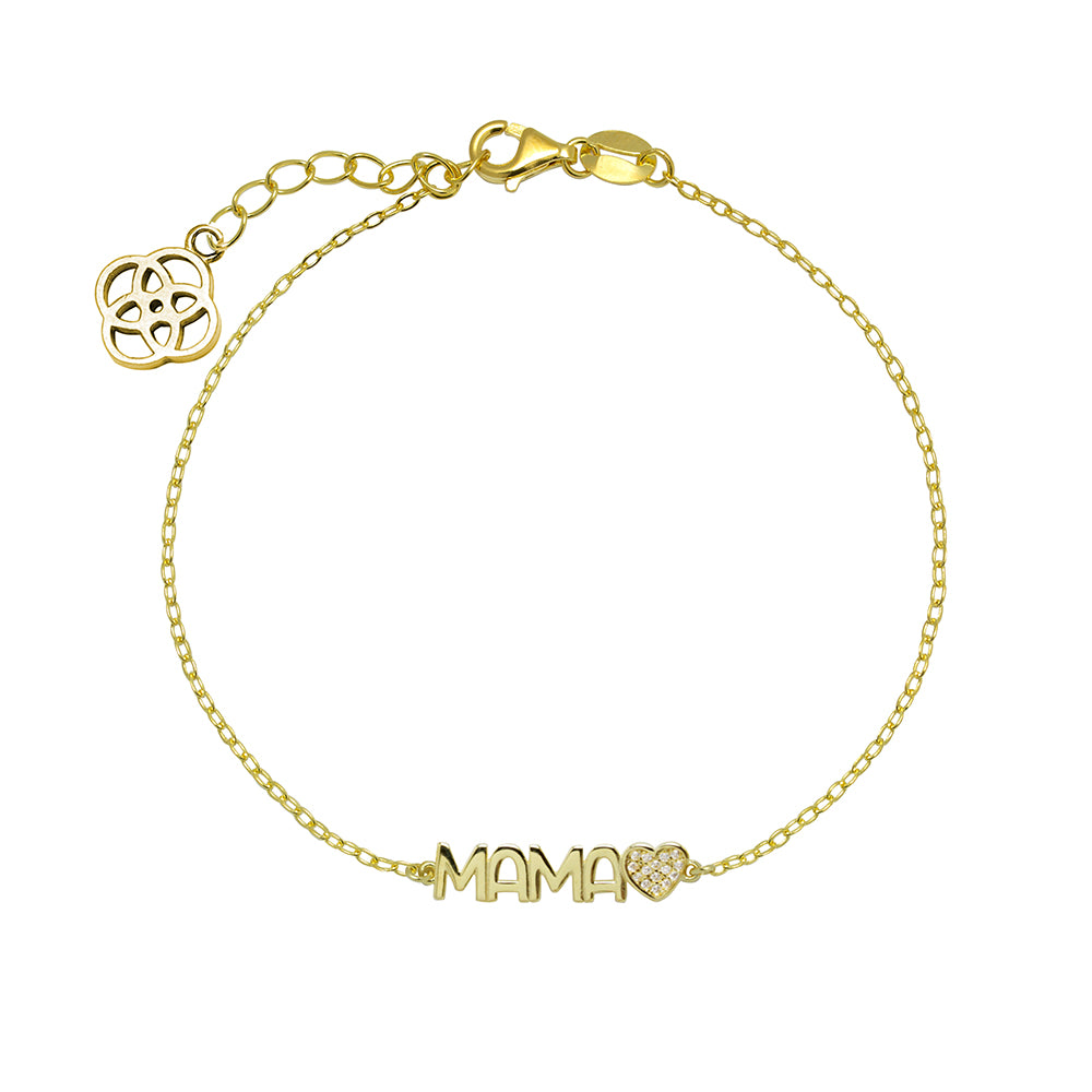 Pulsera Mamá Corazón de Plata 925 con Circonitas