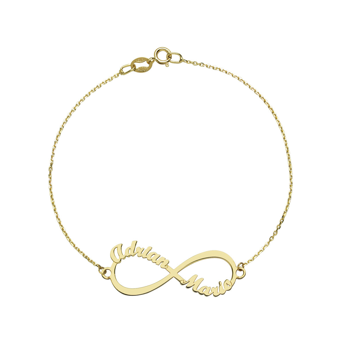 Pulsera con nombre 2 Infinito Oro