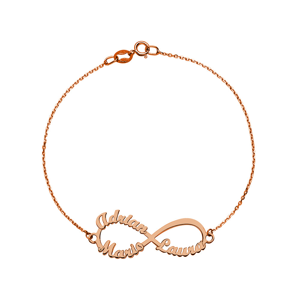 Pulsera Infinito de Oro con Nombres Grabados