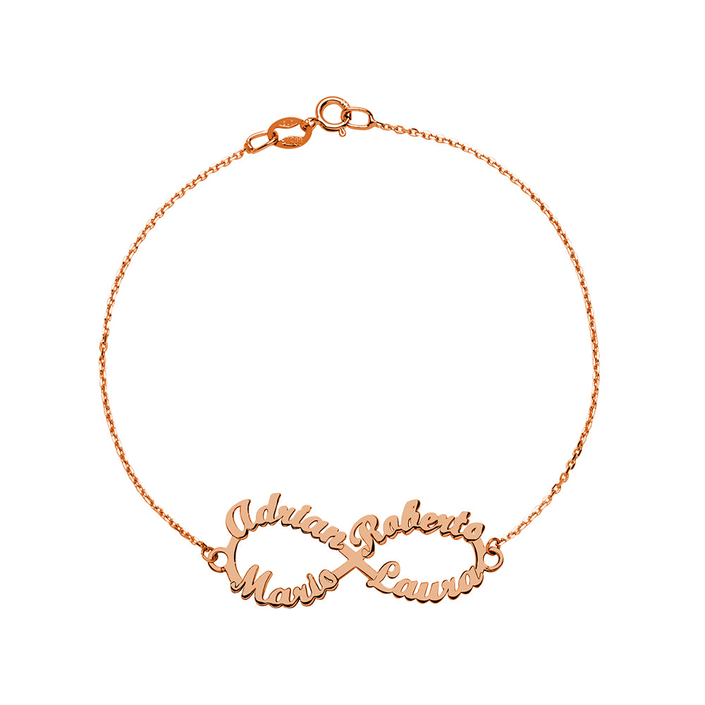Pulsera Infinito de Oro con Nombres Grabados