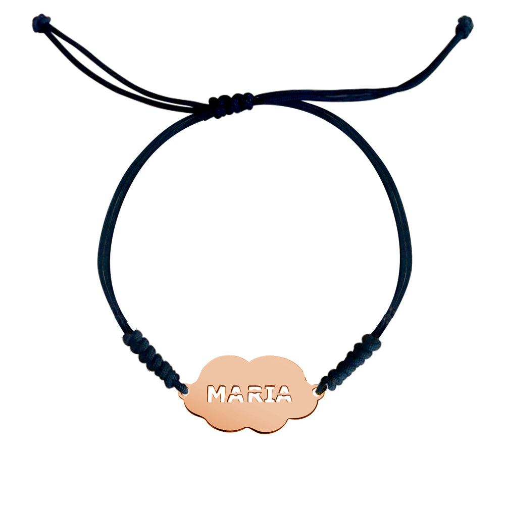 Pulsera Nube Macramé de Oro 18K con Nombre Grabado