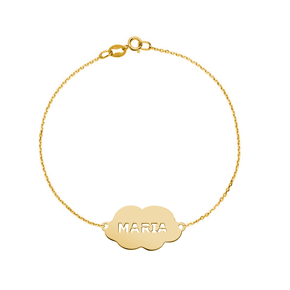 Pulsera Nube de Oro con Nombre Grabado