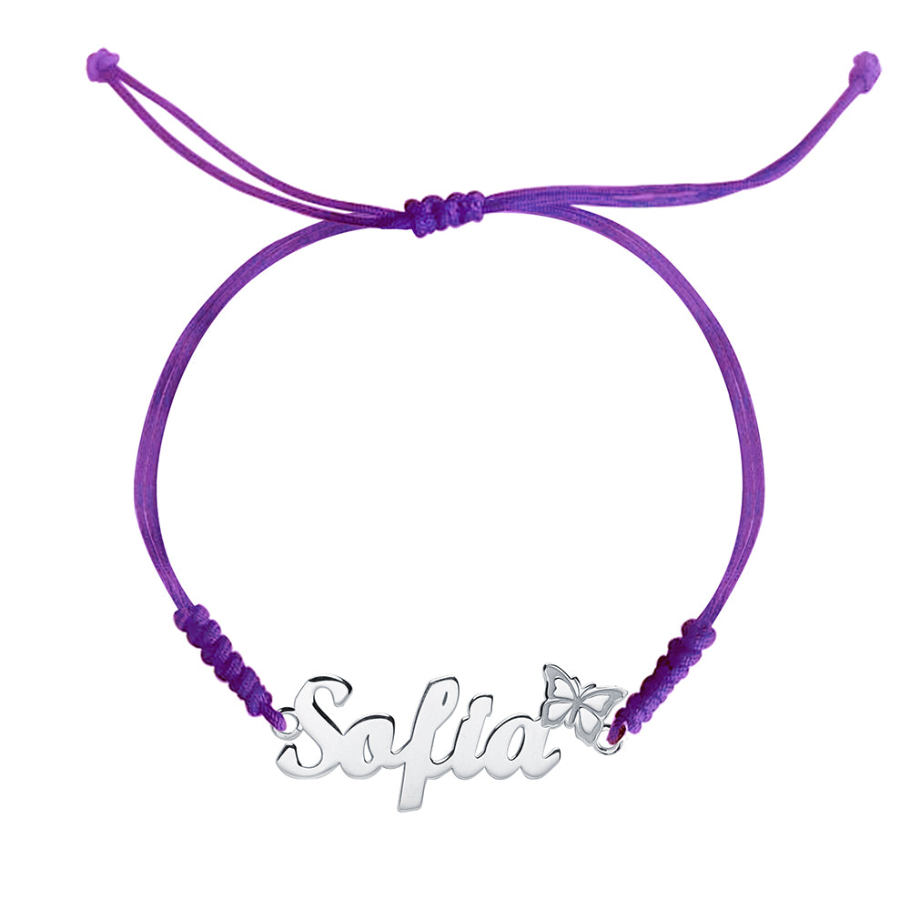 Pulsera con Nombre Mariposa Macramé