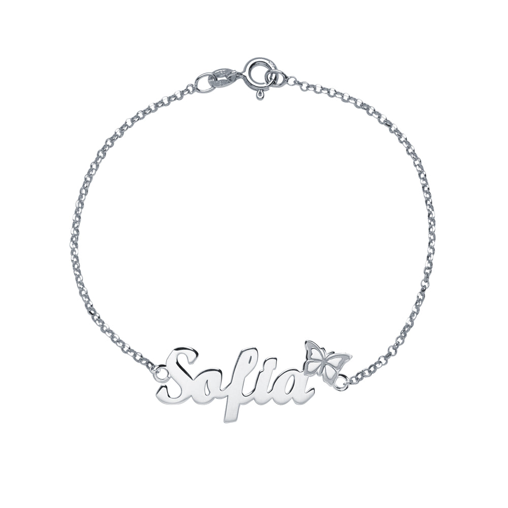 Pulsera Mariposa de Plata 925 con Nombre Grabado