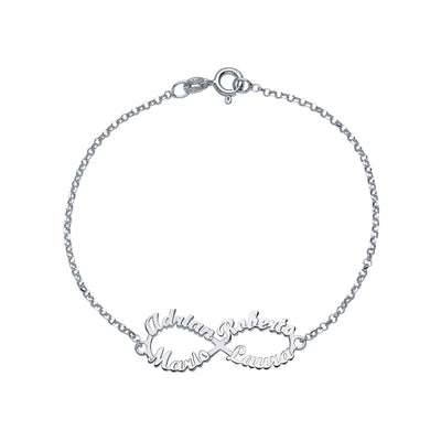 Pulsera Infinito de Plata 925 con Nombres Grabados
