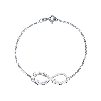 Pulsera Infinito de Plata 925 con Nombres Grabados