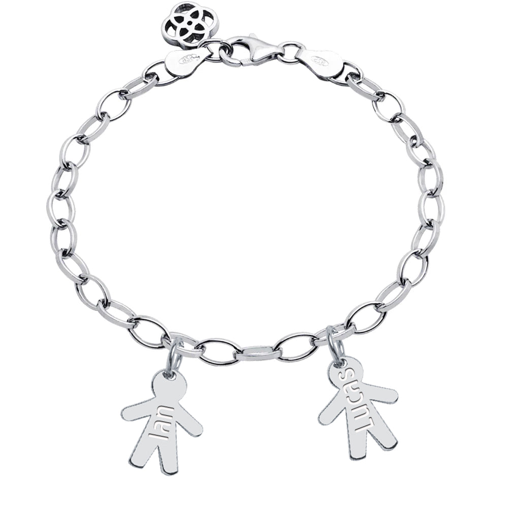 Pulsera Double Kids de Plata 925 con Nombres Grabados