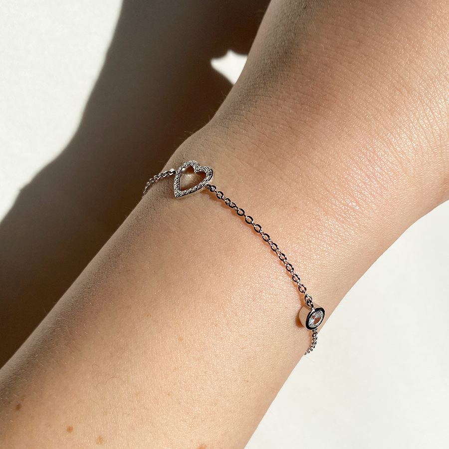 Pulsera Corazón de Plata 925 con Circonitas