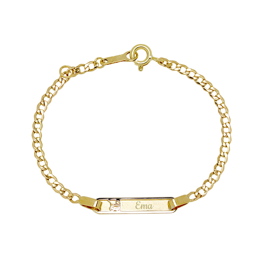Pulsera Bebé Medalla Rectangular Cochecito Bicolor