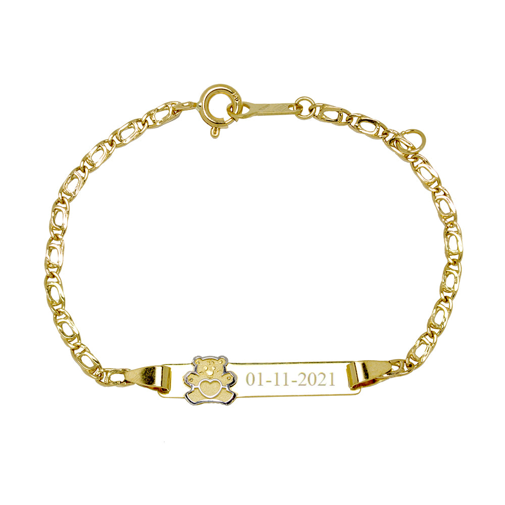 Pulsera Bebé Medalla Osito en Oro