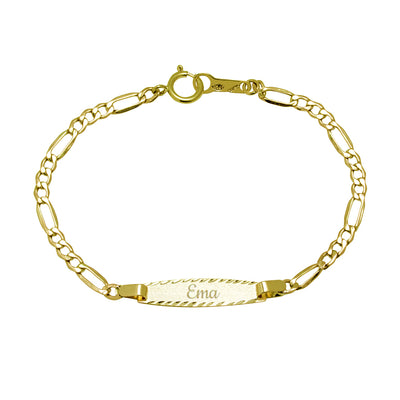 Pulsera bautizo bebé cadena 3x1 oro nombre grabado personalizada - Customima