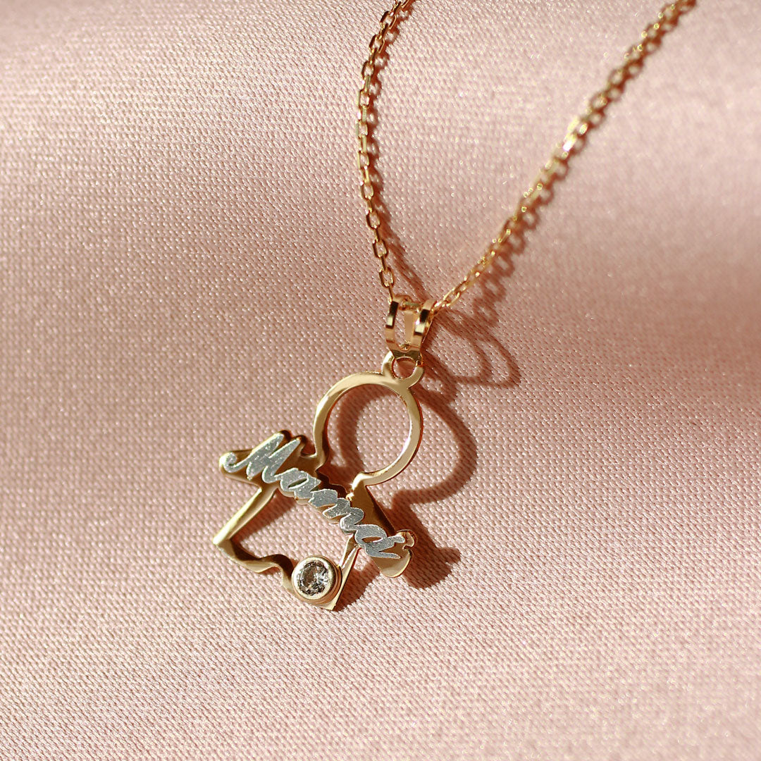 Collar Mamá Niño de Oro Personalizado
