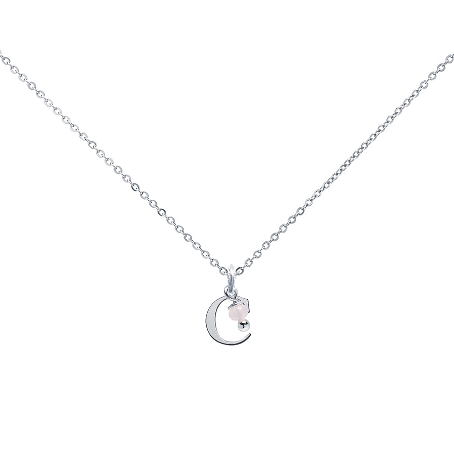 Colgante Charm Rosa de Acero con Inicial Grabada
