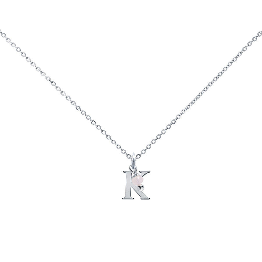Colgante Charm Rosa de Acero con Inicial Grabada