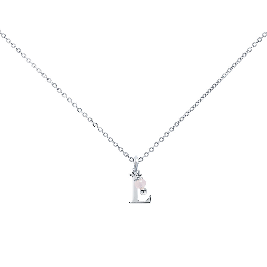 Colgante Charm Rosa de Acero con Inicial Grabada
