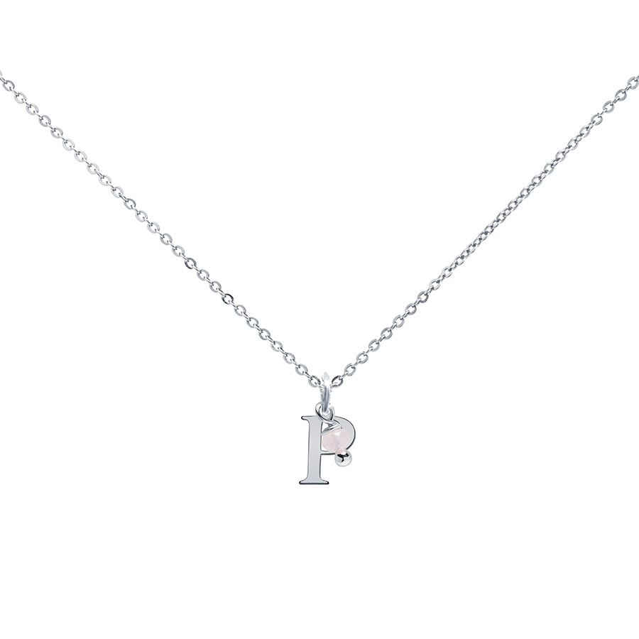 Colgante Charm Rosa de Acero con Inicial Grabada