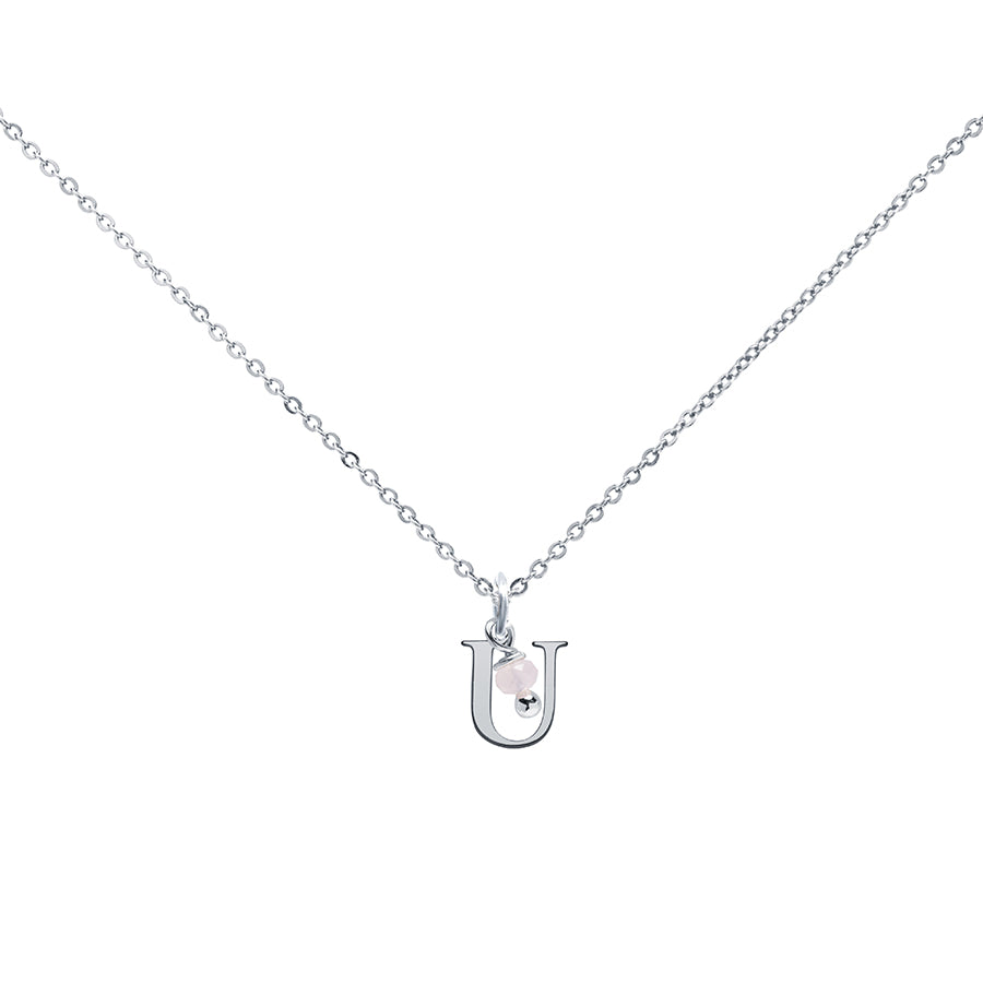 Colgante Charm Rosa de Acero con Inicial Grabada