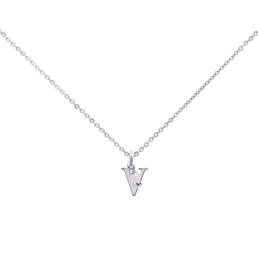 Colgante Charm Rosa de Acero con Inicial Grabada