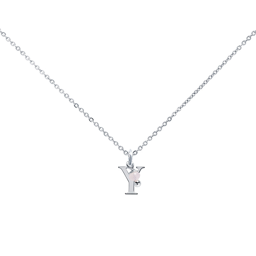 Colgante Charm Rosa de Acero con Inicial Grabada