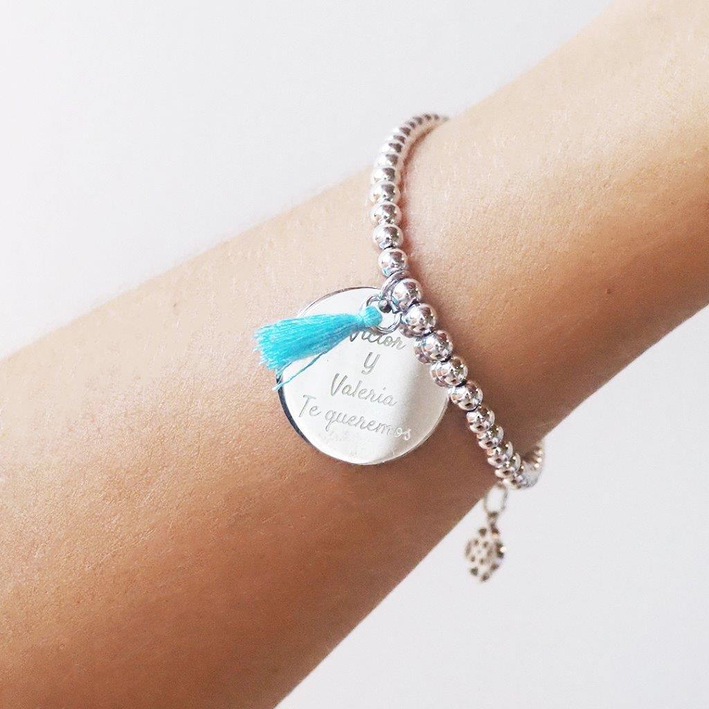 Pulsera My Best Pompon de Plata 925 Personalizada