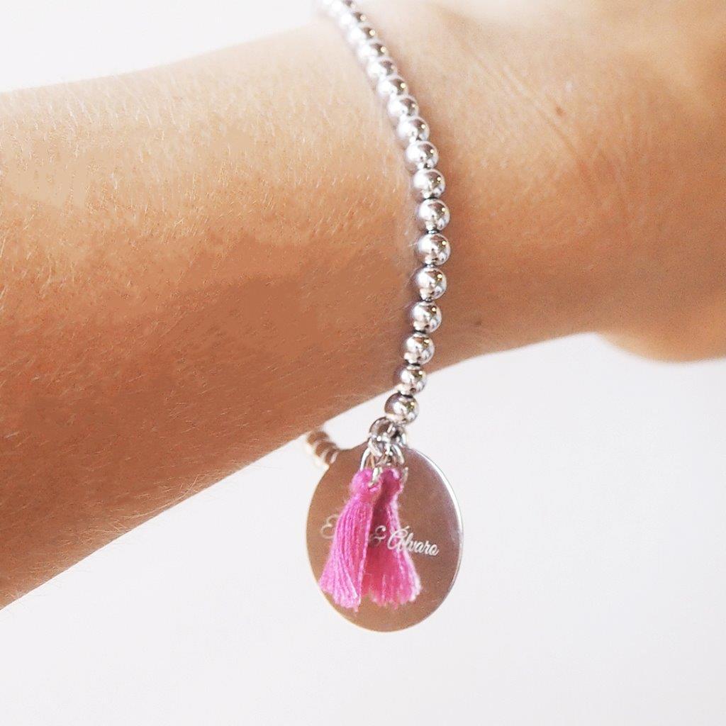 Pulsera My Best Pompon de Plata 925 Personalizada