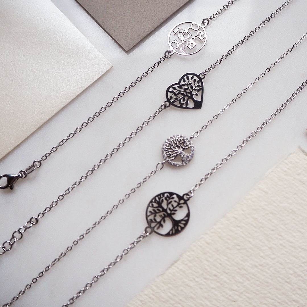 Pulsera Árbol de la Vida en Corazón de Plata 925