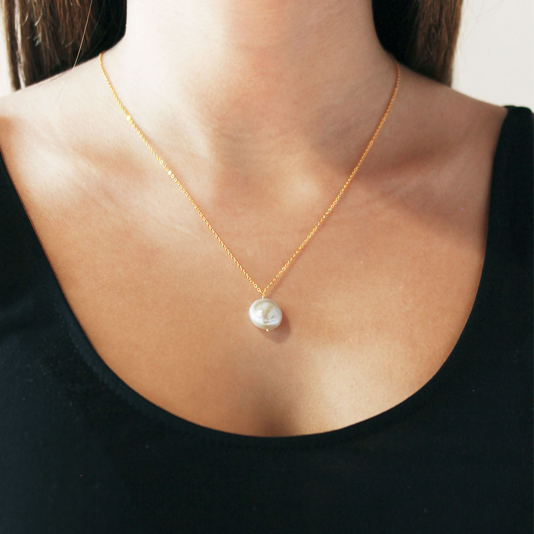 Collar Perla Coin de Plata 925