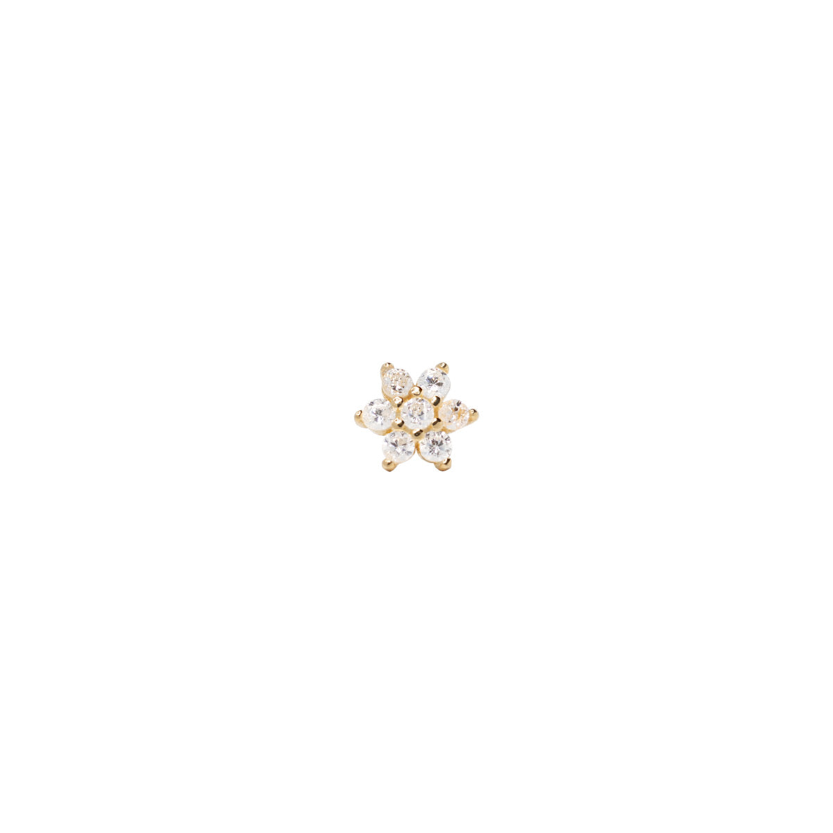 Pendiente piercing flor plata doré