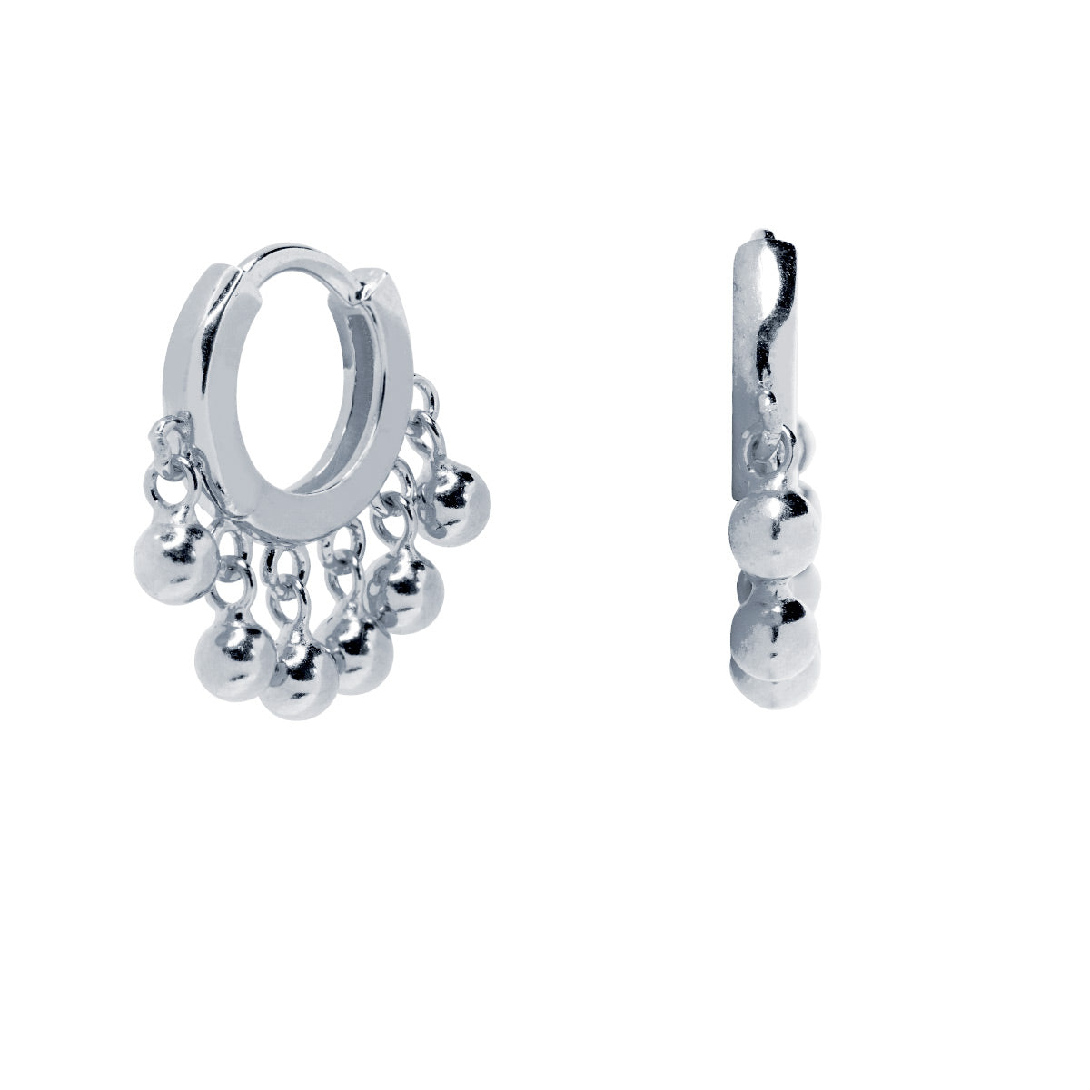 Pendientes aros mini charm bolas Ø 12mm Plata