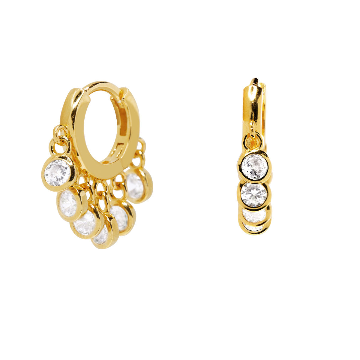 Pendientes Aros Mini Charm de Plata con Circonitas
