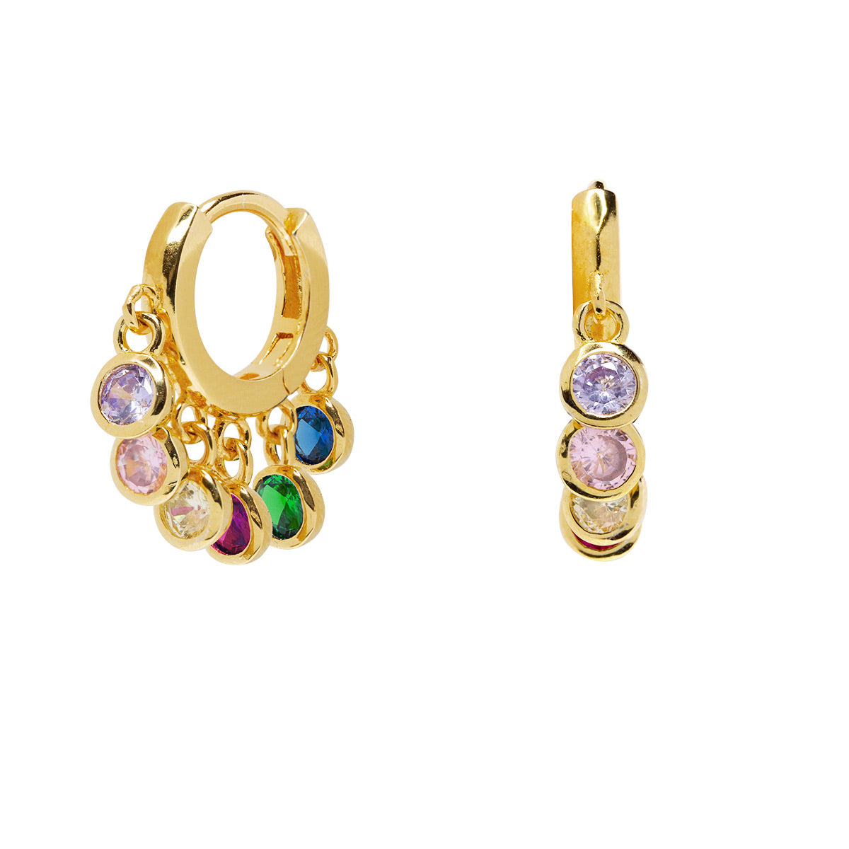 Pendientes Charm de Plata 925 con Circonitas Multicolor
