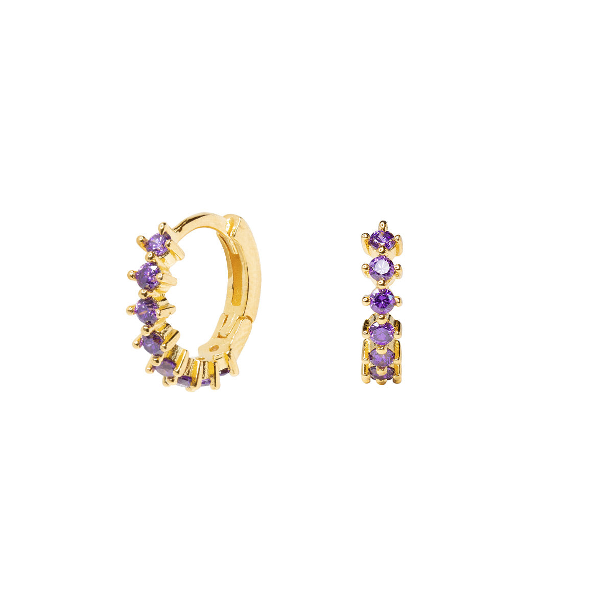 Pendientes Aros de Plata con Circonita Amatista