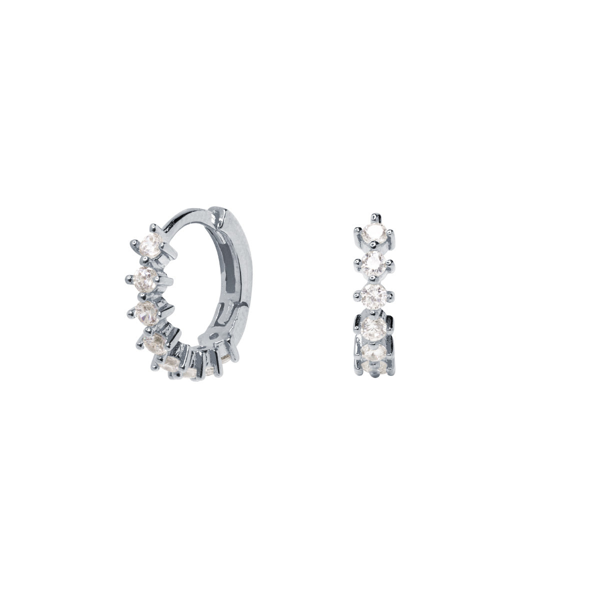 Pendientes aros mini circonita blanca Ø 12mm Plata