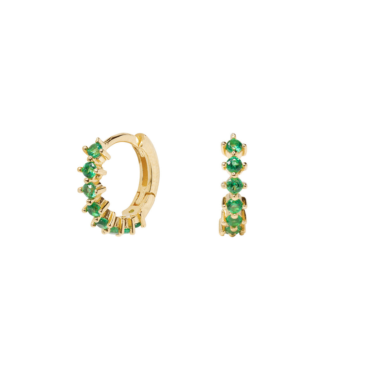Pendientes Aros de Plata 925 con Circonita Esmeralda