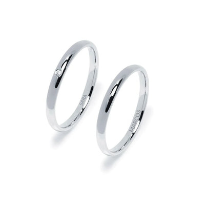 Pack Alianzas de Boda Media Caña · 2,5mm y 2mm Circonita