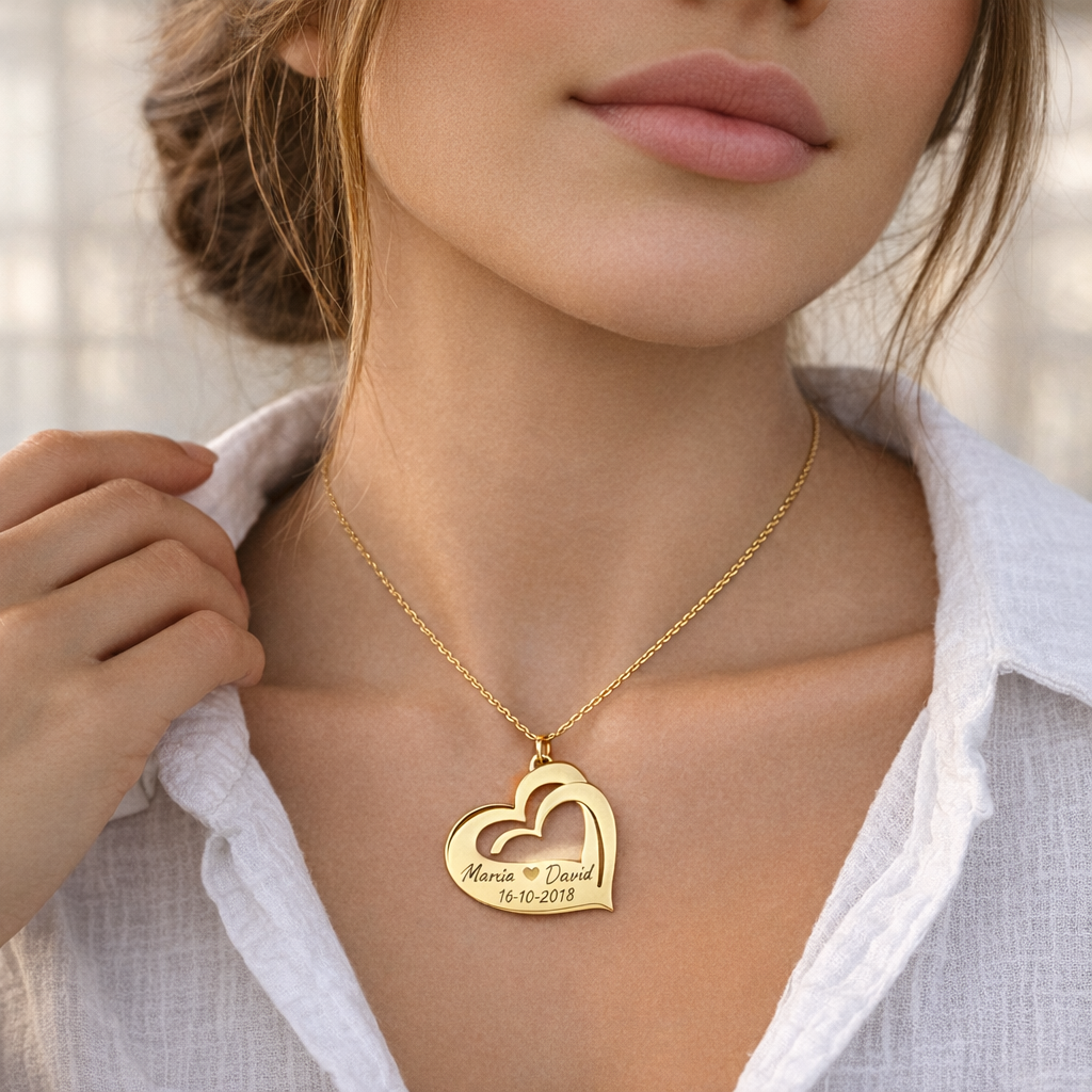 Collar Corazones de Oro 18K para Mujer Personalizado - joya puesta | Customima