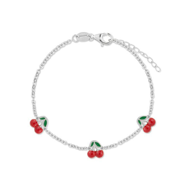 Pulsera niña Cerezas Plata