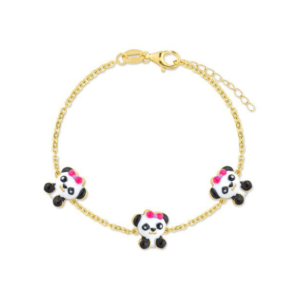 Pulsera niña Panda Plata