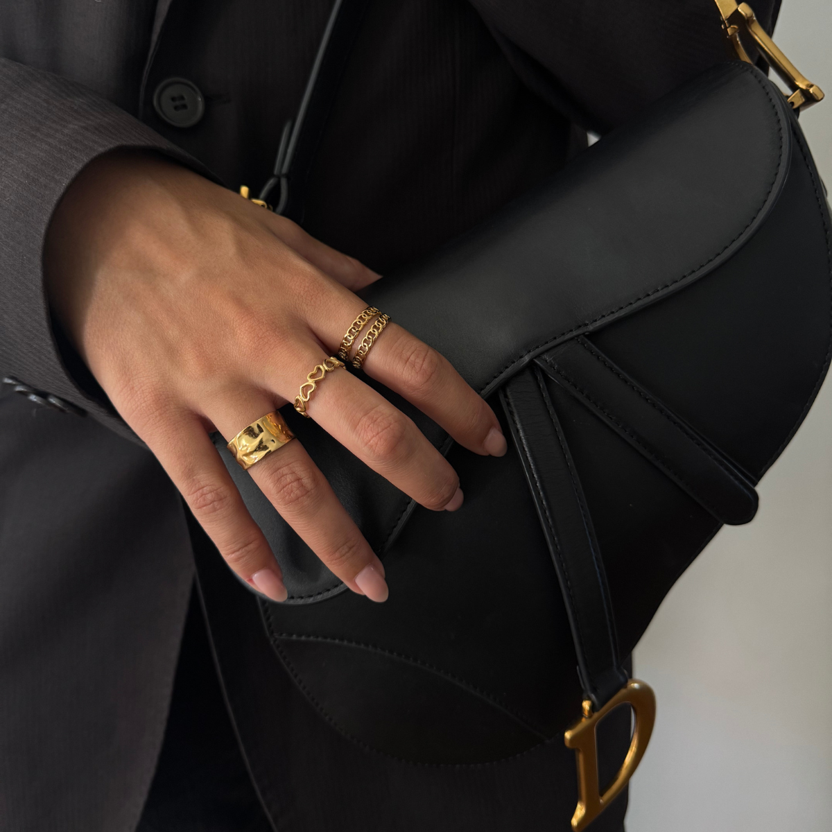 Anillo Doble Chain Ajustable Acero