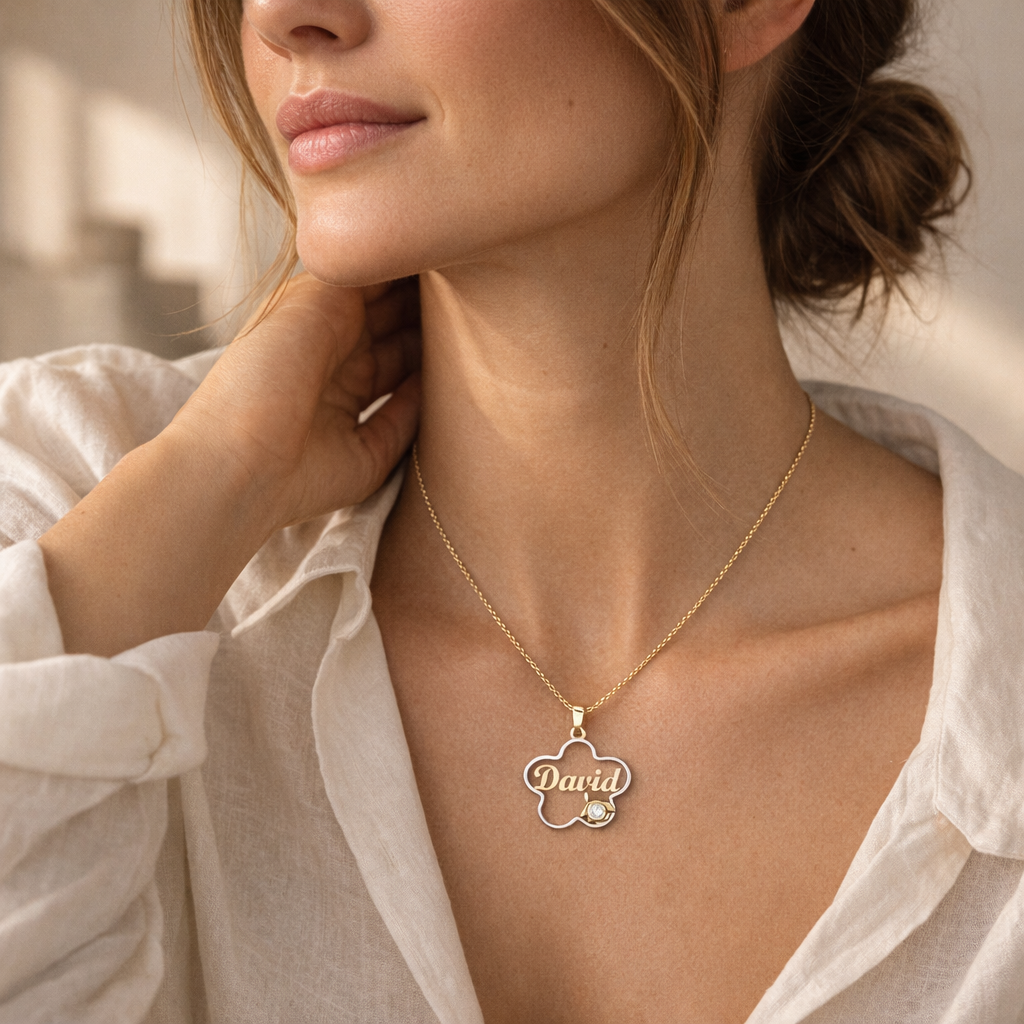 Collar Flor de Oro 9K Personalizado - joya puesta | Customima