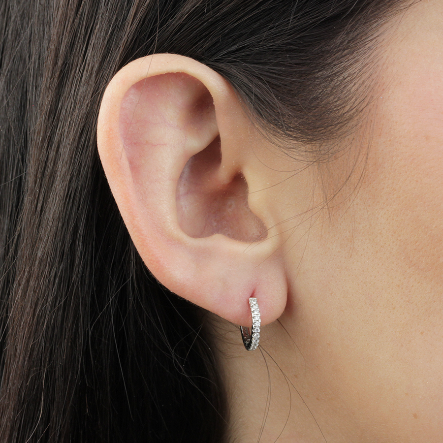 Pendiente aro circonitas  Ø 18mm Plata