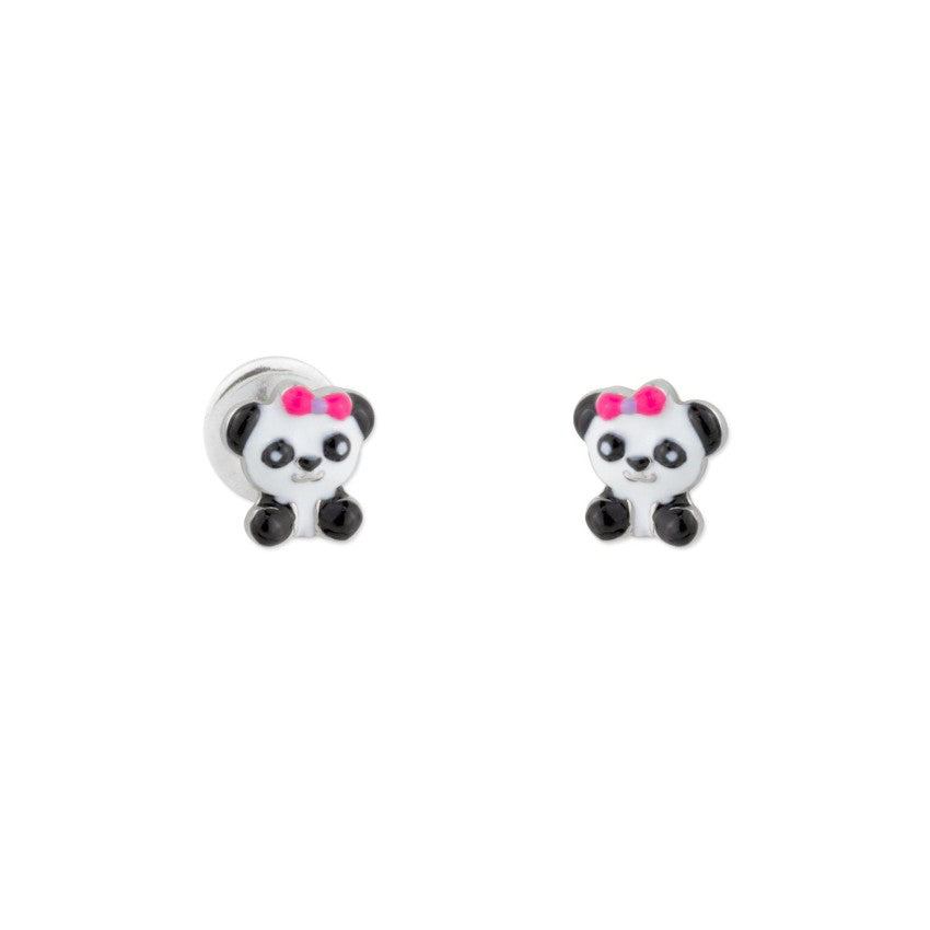 Pendientes Niña Panda Plata