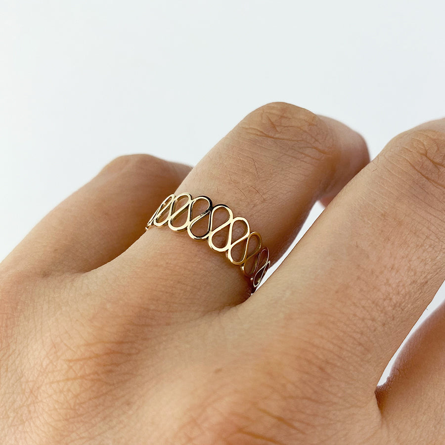 Anillo Ondas Caladas Oro