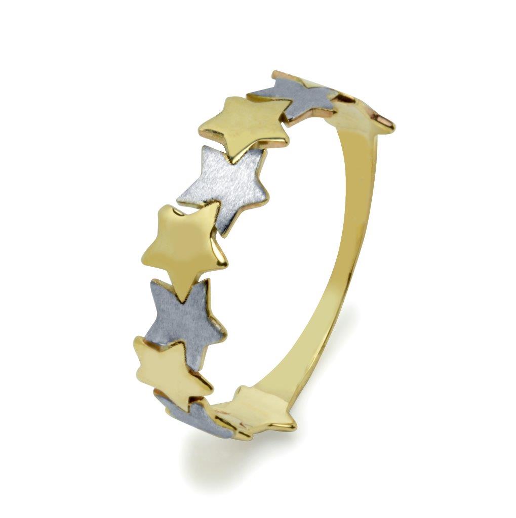 Anillo Estrellas Bicolor Oro