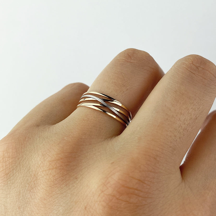 Anillo Thread Bicolor Oro